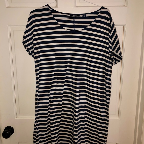 Lands' End Navy and White Striped Dress - Picture 1 of 4